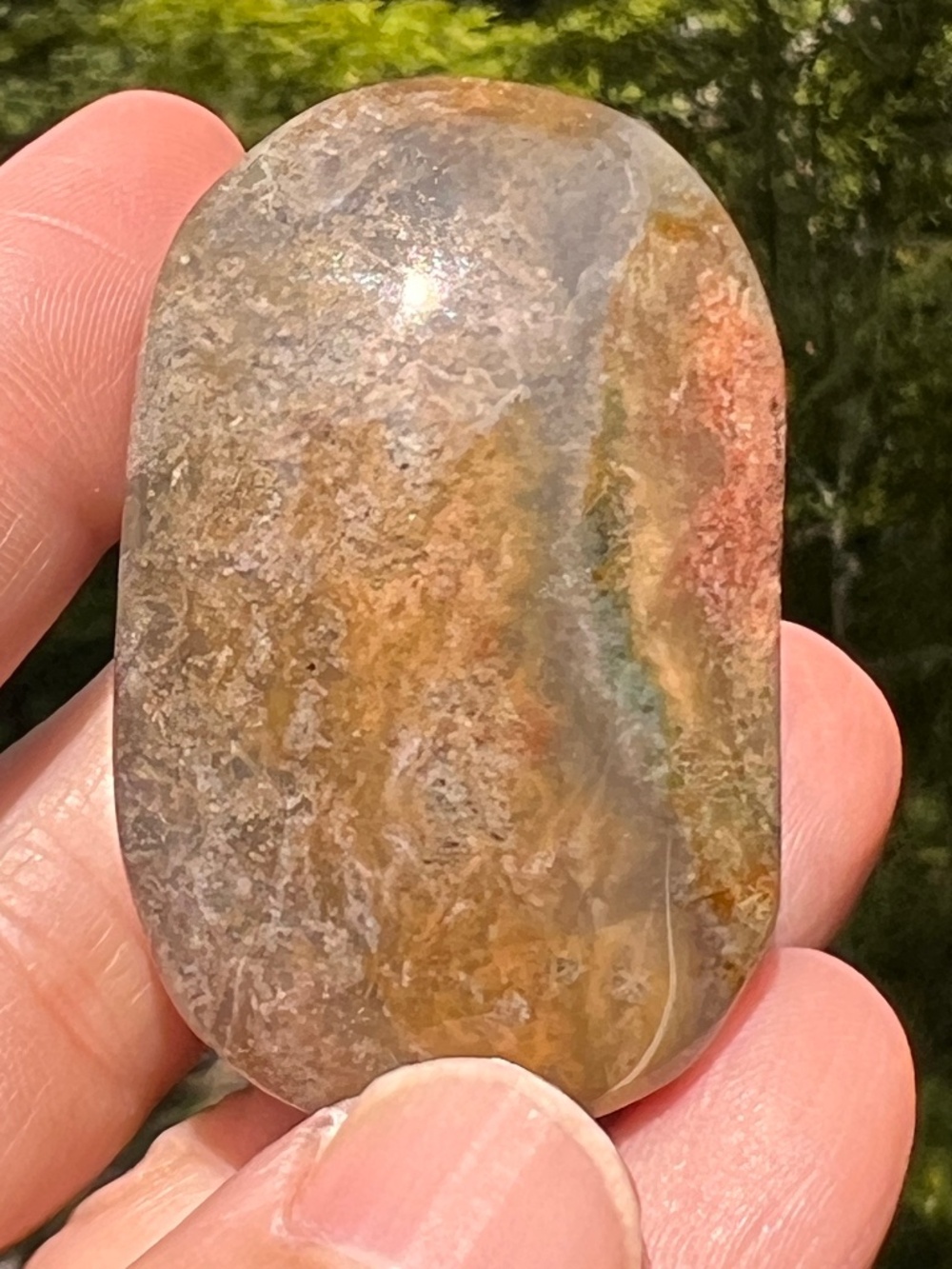 Red (3) moss agate palmstone | crystal